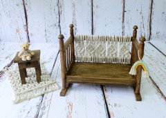 AHŞAP MAKROMELİ YATAK CEVİZ