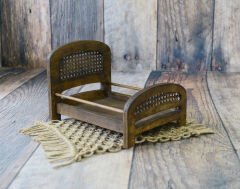 AHŞAP BAMBU DETAYLI YATAK KOYU CEVİZ
