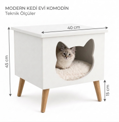 AHŞAP KEDİ YATAĞI KOMODİN