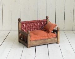 AHŞAP MAKROMELİ YATAK KOLTUK MİNDER DAHİL