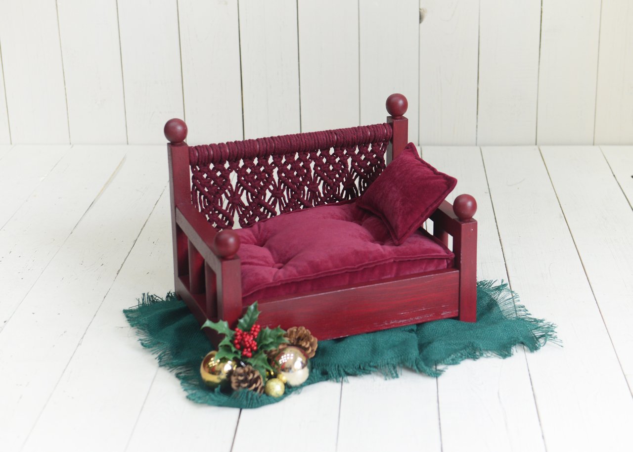 AHŞAP MAKROMELİ YATAK KOLTUK MİNDER DAHİL